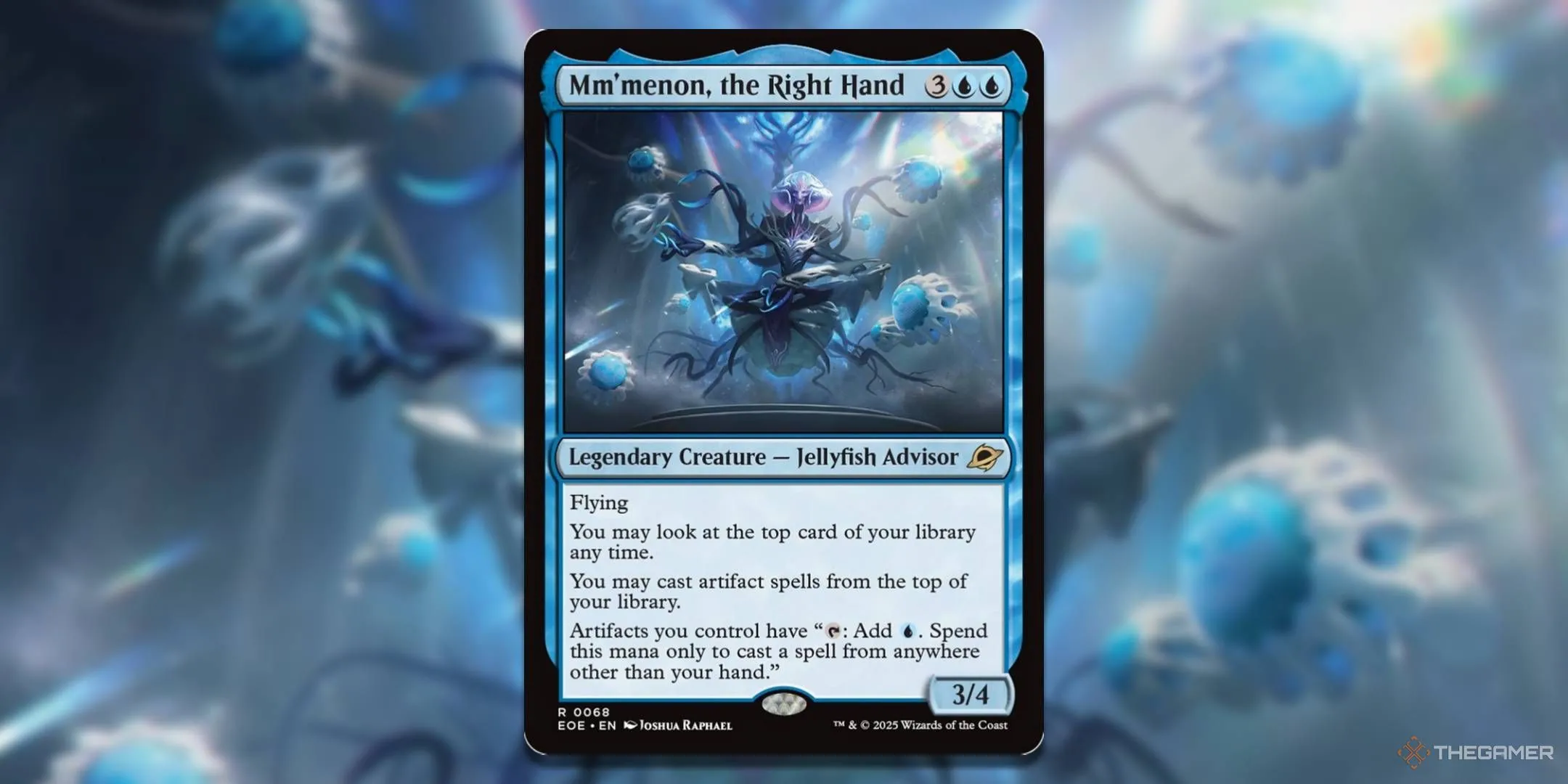 Thẻ bài Mm'menon, The Right Hand, chỉ huy Xanh đơn sắc biến hiện vật thành nguồn năng lượng khổng lồ.