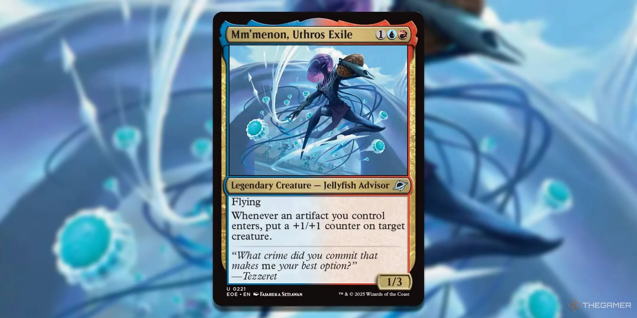 Thẻ bài Mm'menon, Uthros Exile, một chỉ huy Voltron mạnh mẽ tăng chỉ số khi trang bị vật phẩm.