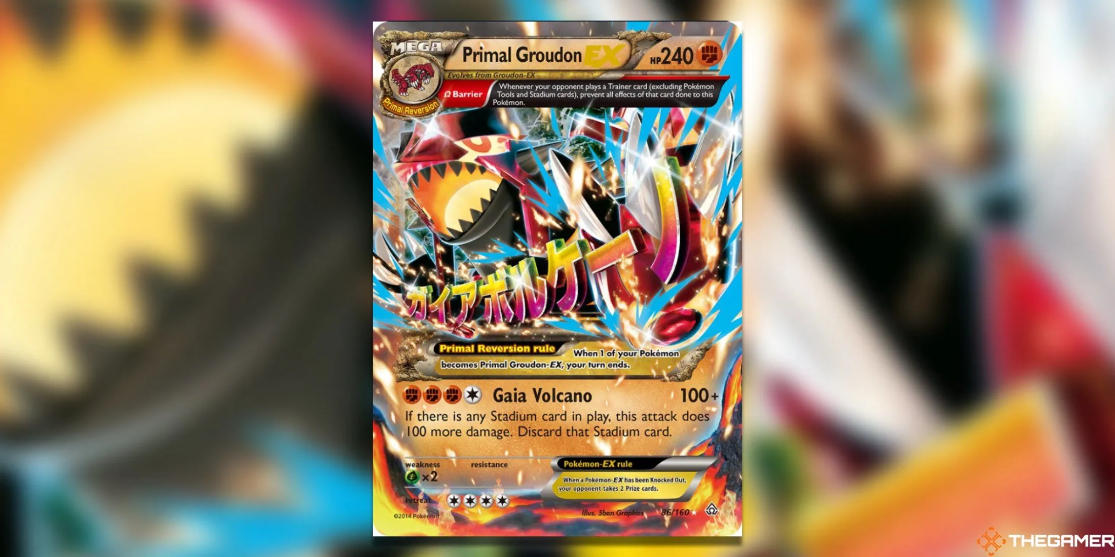Thẻ bài Primal Groudon EX 86/160 bản Jumbo hiếm trong bộ sưu tập Pokemon TCG.