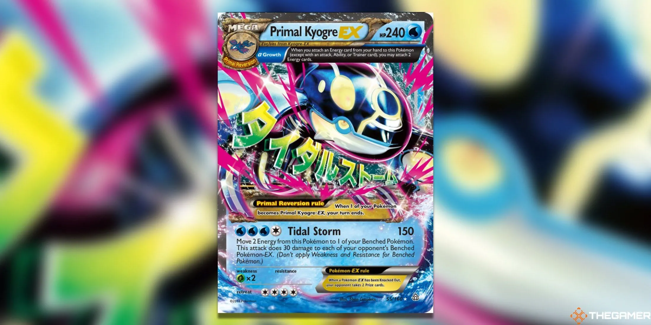 Thẻ bài Primal Kyogre EX Alpha Ultra Rare từ set Primal Clash, biểu tượng sức mạnh của biển.