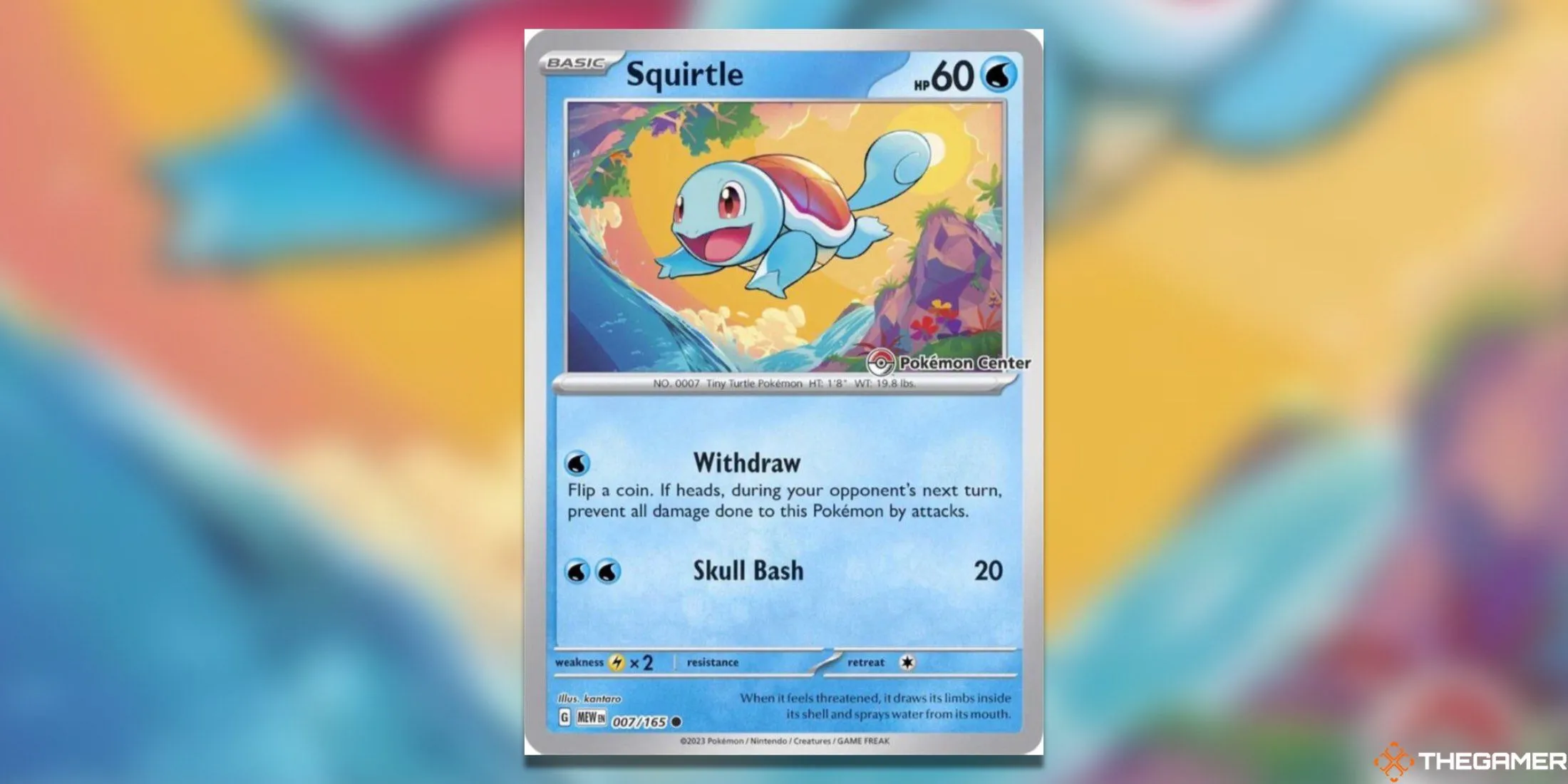 Thẻ bài Squirtle 007/165 độc quyền Pokemon Center, một bonus card miễn phí nhưng giá trị cao