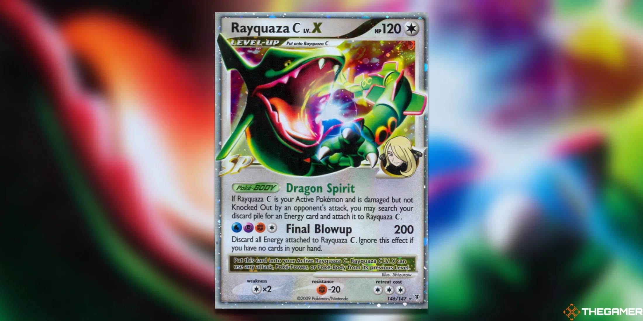 Thẻ Rayquaza C LV. X Ultra Rare từ set Supreme Victors, thẻ Pokemon huyền thoại với thiết kế ấn tượng.