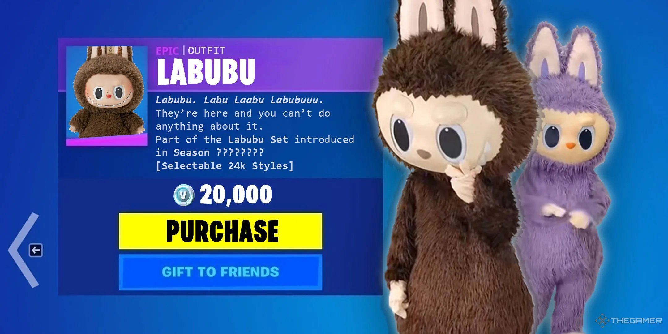 Thiết kế skin Labubu trong Fortnite.