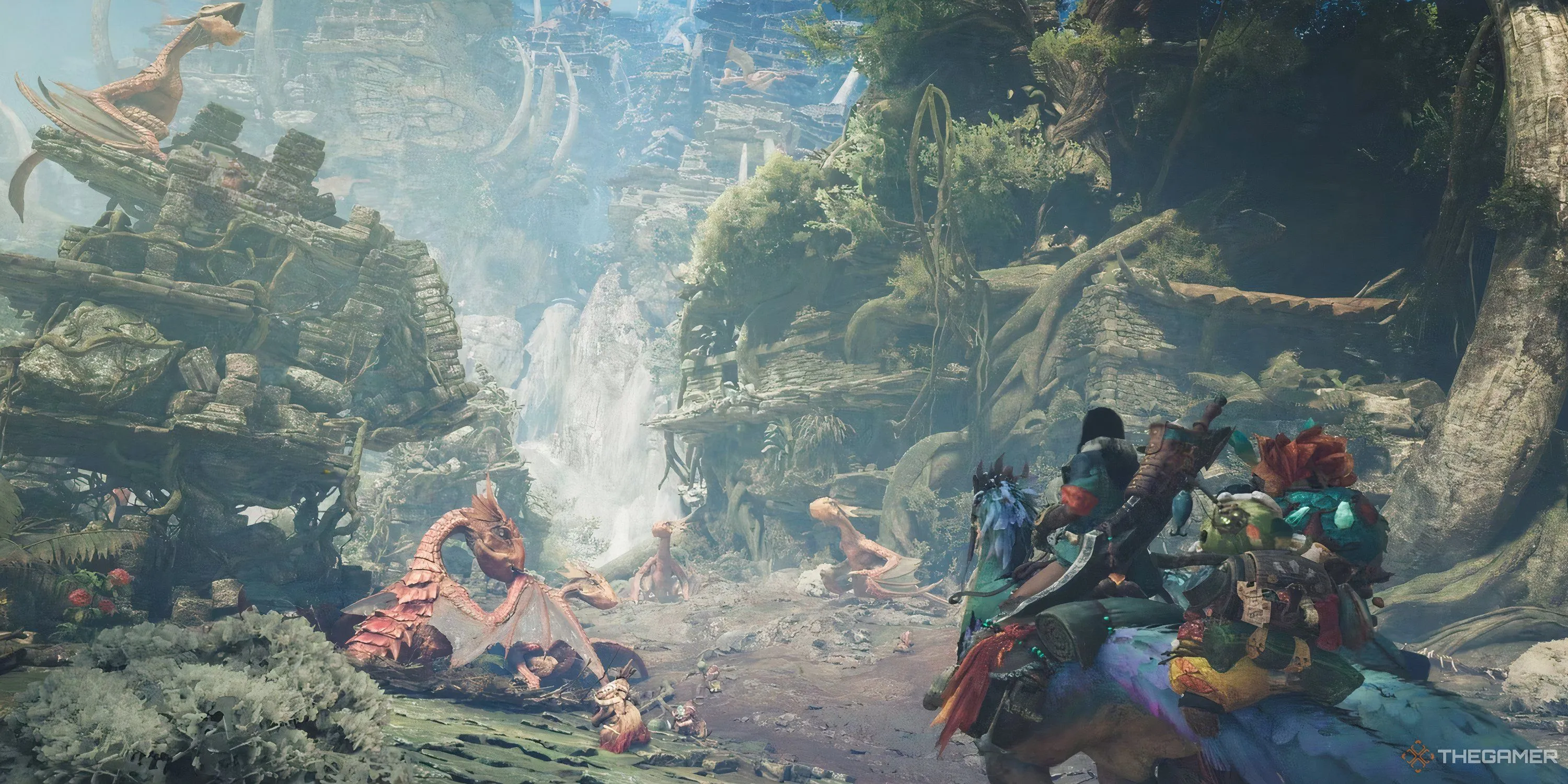 Thợ săn đang khám phá khu rừng rộng lớn trong tựa game Monster Hunter Wilds sắp ra mắt