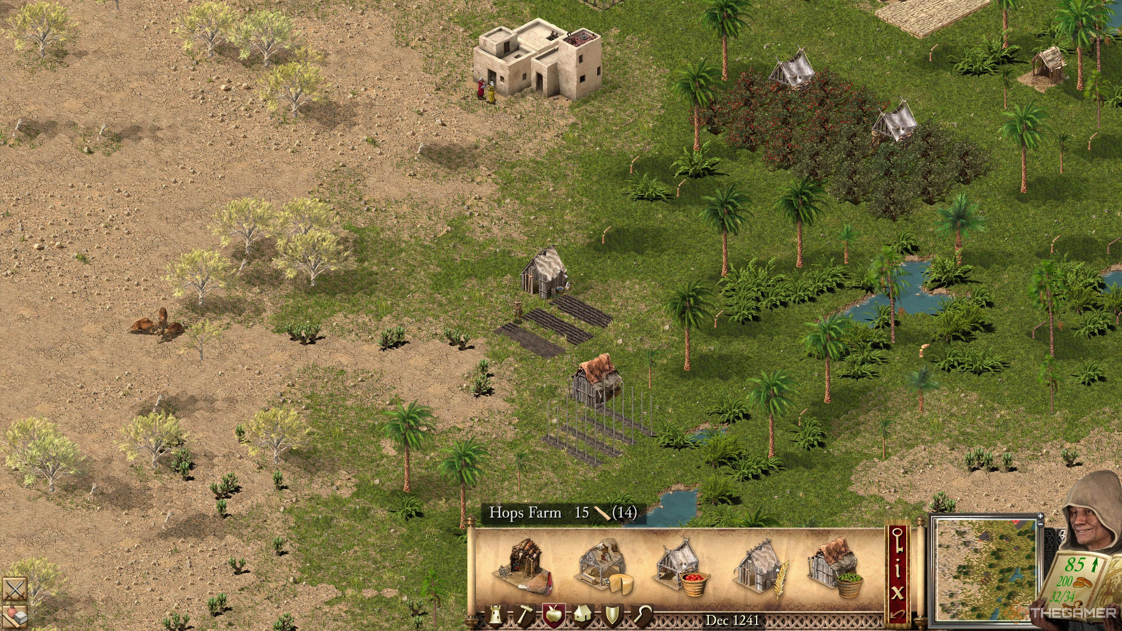 Trang trại hoa bia, khởi đầu cho chuỗi sản xuất bia giúp tăng độ hài lòng dân chúng trong Stronghold Crusader Definitive Edition.