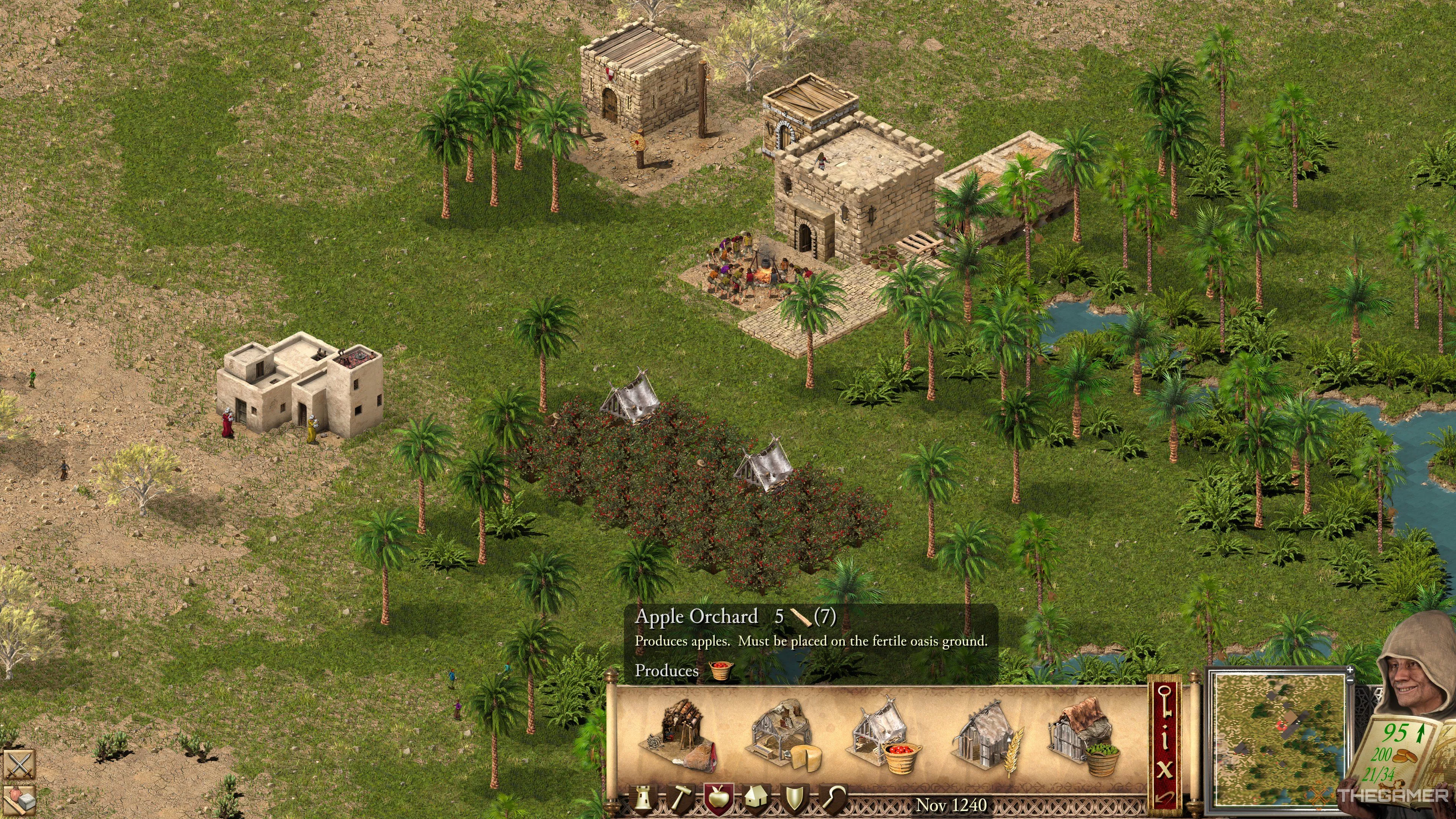 Vườn táo xanh tươi, nguồn thực phẩm khởi đầu lý tưởng cho Stronghold Crusader Definitive Edition.