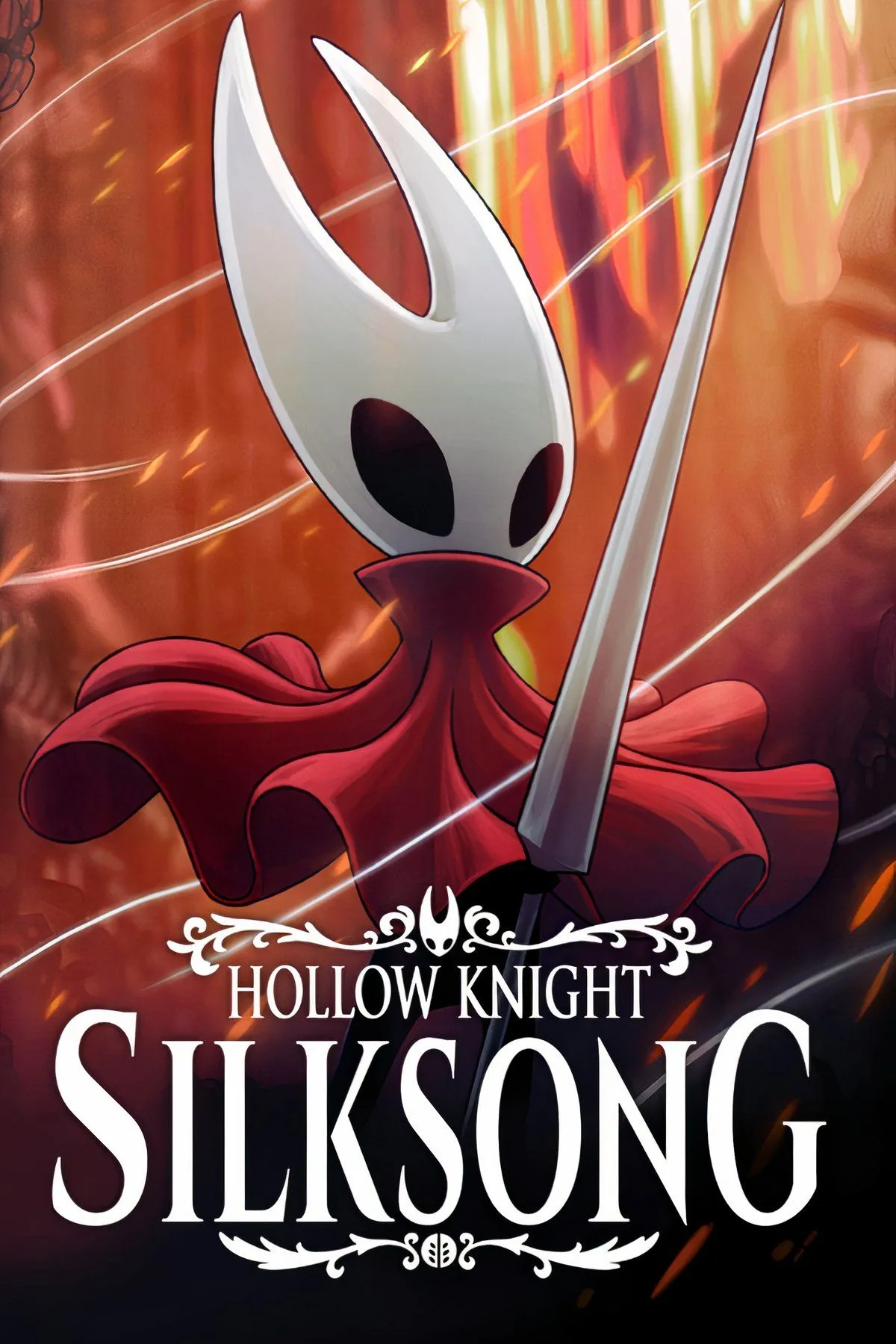Bìa nghệ thuật chính thức của Hollow Knight: Silksong, biểu tượng cho sức hút của tựa game Metroidvania này.
