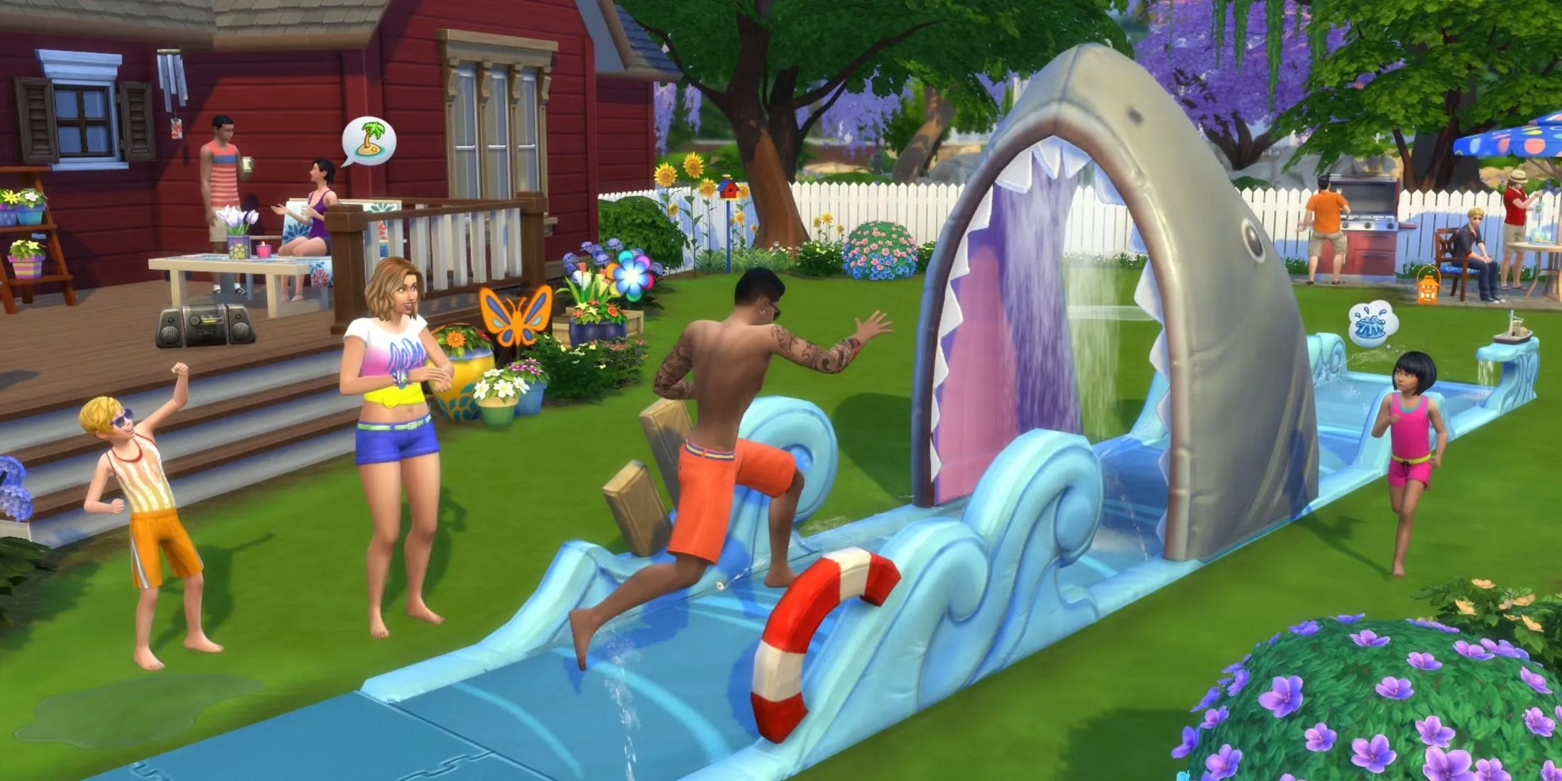 Cảnh tượng Sims chèo thuyền kayak trong bản mở rộng The Sims 4 Adventure Awaits