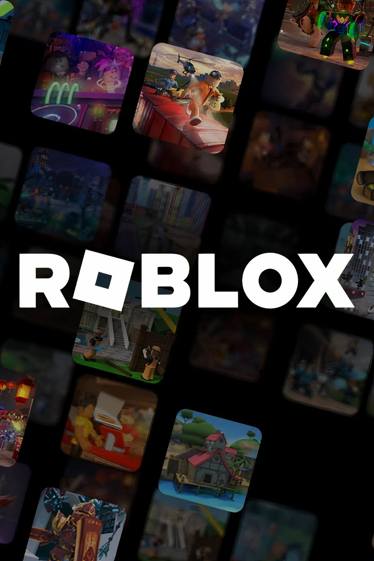Hình ảnh tổng hợp các nhân vật và biểu tượng đặc trưng của nền tảng game Roblox