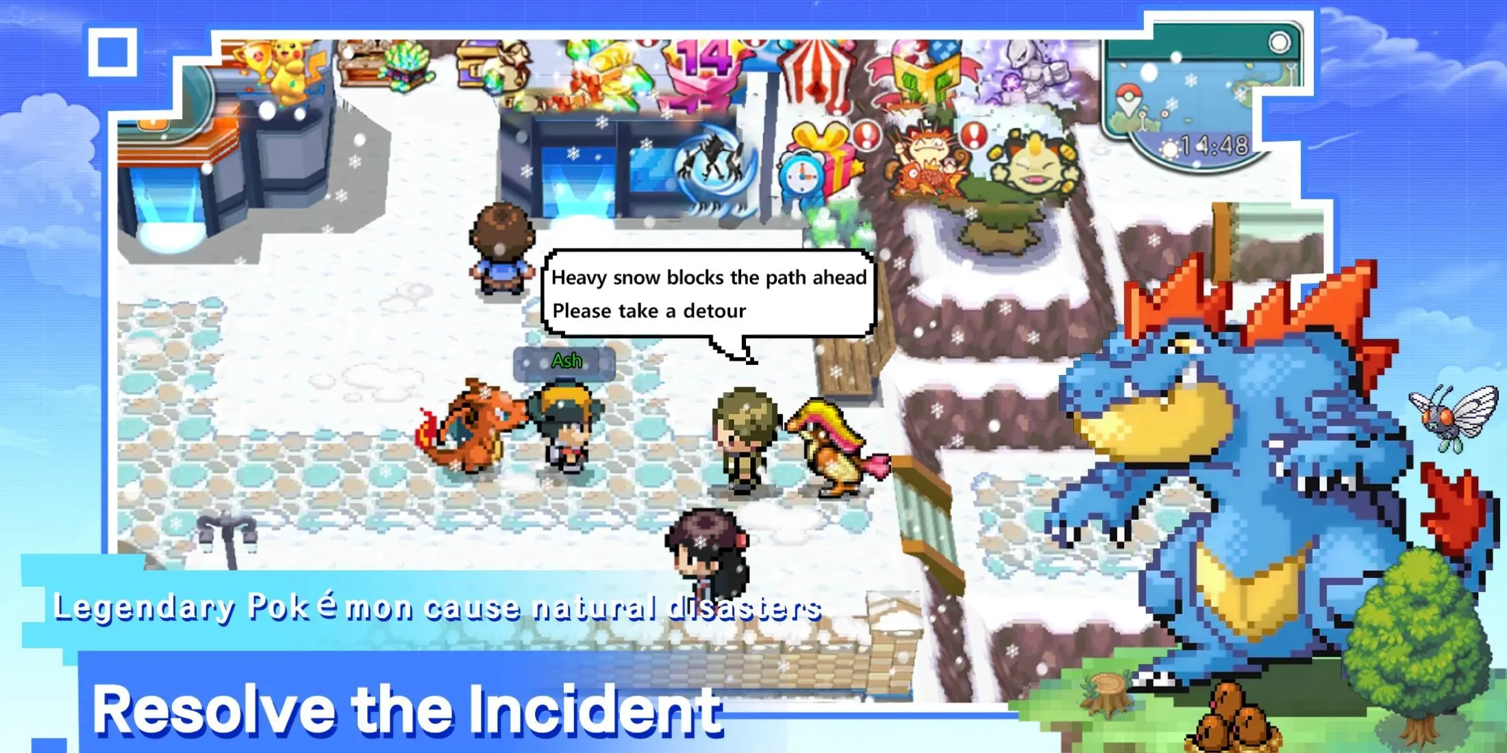 Huấn luyện viên cùng Pokémon đồng hành trong thế giới Pocket Pixel