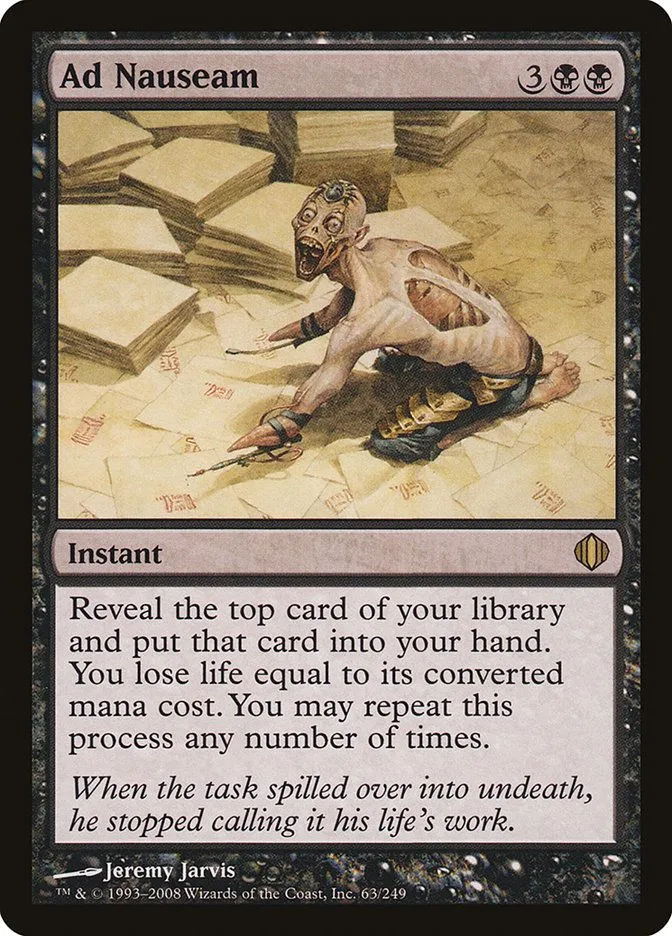 Lá bài Ad Nauseam trong MTG, chiến lược rút bài mạnh mẽ cho các deck Commander tập trung vào đất.