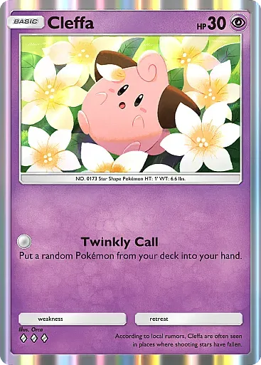 Thẻ Baby Pokemon Cleffa, có sẵn trong Lugia Packs của Pokemon TCG Pocket