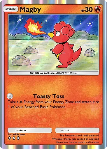 Thẻ Baby Pokemon Magby có thể tìm thấy trong Ho-Oh Packs của Pokemon TCG Pocket