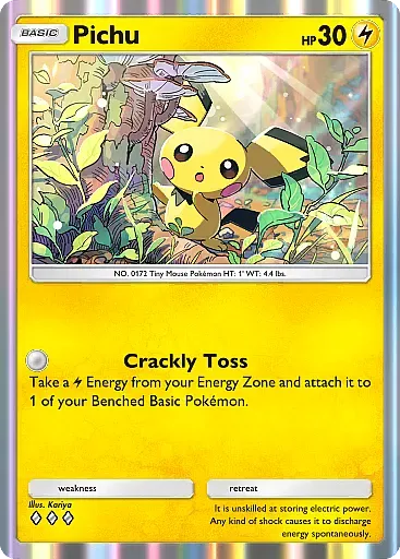 Thẻ Baby Pokemon Pichu, một biểu tượng của Lugia Packs trong Pokemon TCG Pocket
