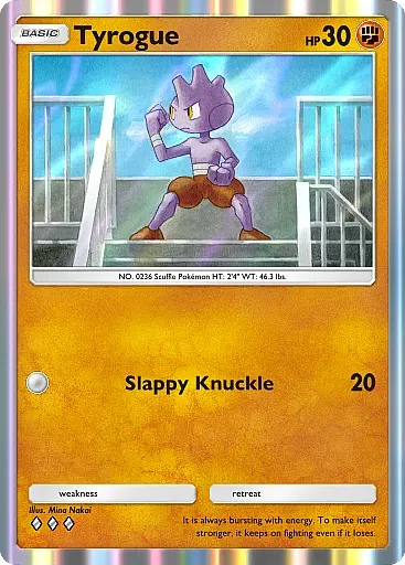 Thẻ Baby Pokemon Tyrogue huyền thoại, xuất hiện trong Ho-Oh Packs của Pokemon TCG Pocket